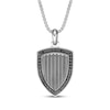 Thumbnail Image 1 of Twelve Crowns Men's Natural Black Spinel Textured Shield Necklace Sterling Silver with Black Rhodium Plate 24"