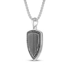 Thumbnail Image 2 of Twelve Crowns Men's Natural Black Spinel Textured Shield Necklace Sterling Silver with Black Rhodium Plate 24"