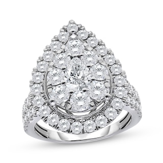 Lab-Grown Diamonds Pear-Shaped Double Halo Engagement Ring 3 ct tw 10K White Gold