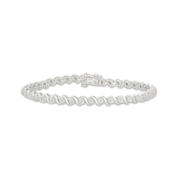 Diamond "S" Link Bracelet 1/10 ct tw Sterling Silver 7"