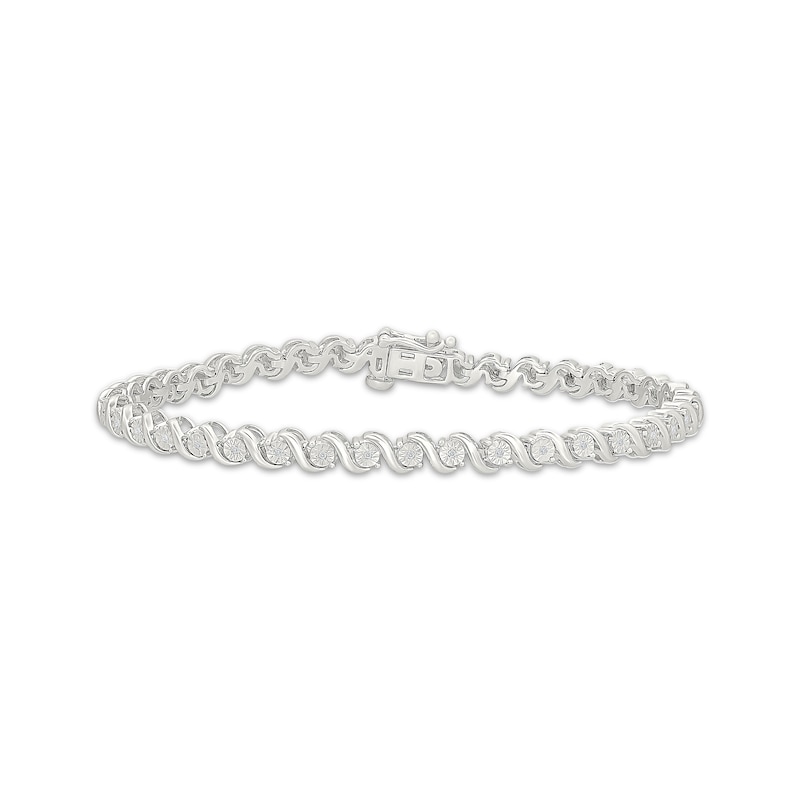 Main Image 1 of Diamond "S" Link Bracelet 1/10 ct tw Sterling Silver 7"