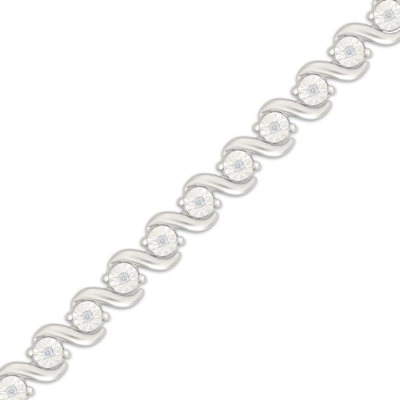 Main Image 2 of Diamond "S" Link Bracelet 1/10 ct tw Sterling Silver 7"