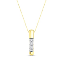 KAY Lab-Grown Diamonds Vertical Three-Stone Necklace 1/3 ct tw 18K Yellow Gold-Plated Sterling Silver 18"