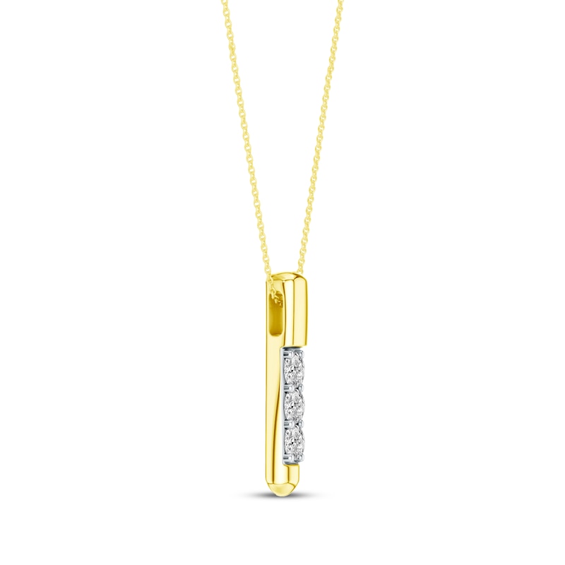 Main Image 2 of KAY Lab-Grown Diamonds Vertical Three-Stone Necklace 1/3 ct tw 18K Yellow Gold-Plated Sterling Silver 18"