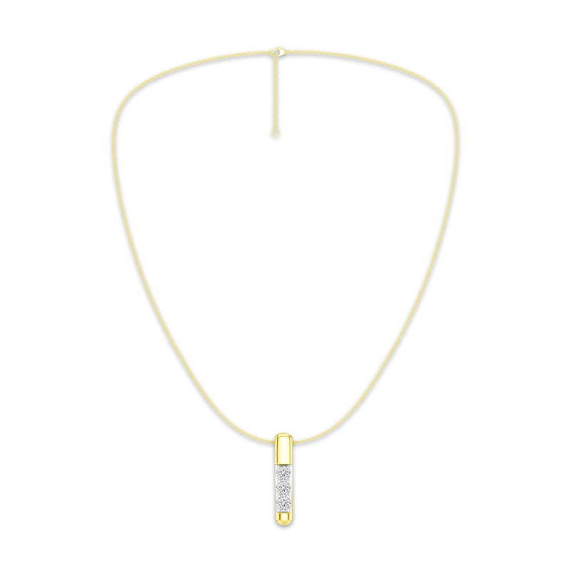 Main Image 4 of KAY Lab-Grown Diamonds Vertical Three-Stone Necklace 1/3 ct tw 18K Yellow Gold-Plated Sterling Silver 18"