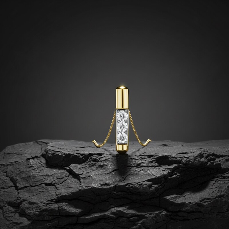 Main Image 5 of KAY Lab-Grown Diamonds Vertical Three-Stone Necklace 1/3 ct tw 18K Yellow Gold-Plated Sterling Silver 18"