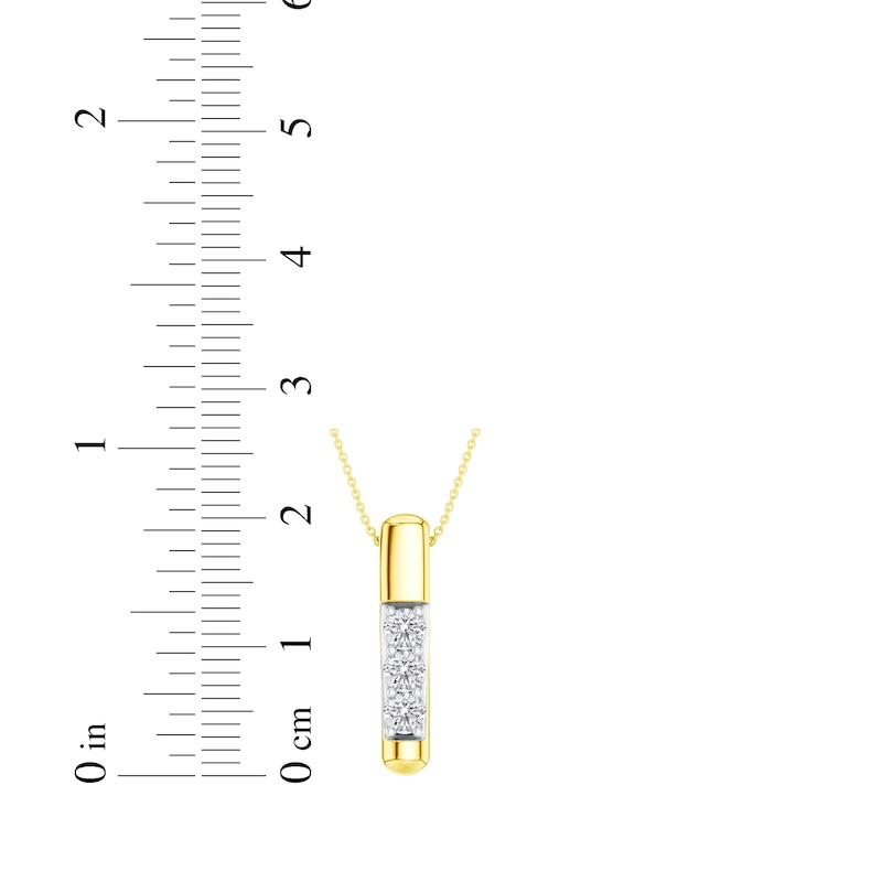 Main Image 8 of KAY Lab-Grown Diamonds Vertical Three-Stone Necklace 1/3 ct tw 18K Yellow Gold-Plated Sterling Silver 18"