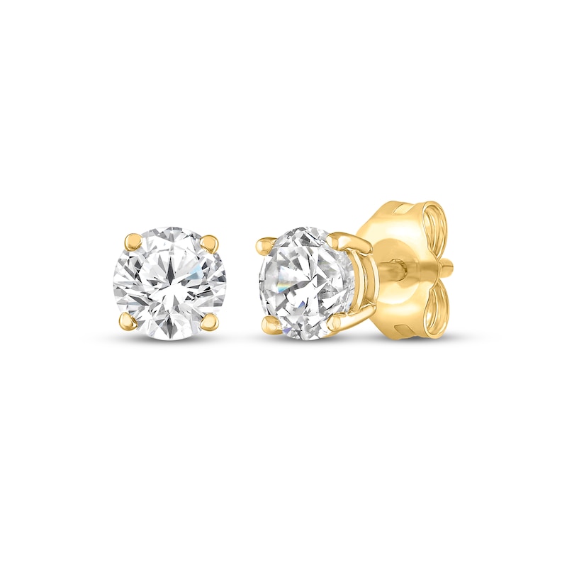 Main Image 1 of KAY Lab-Grown Diamonds Round-Cut Solitaire Stud Earrings 1 ct tw 10K Yellow Gold (F/SI2)