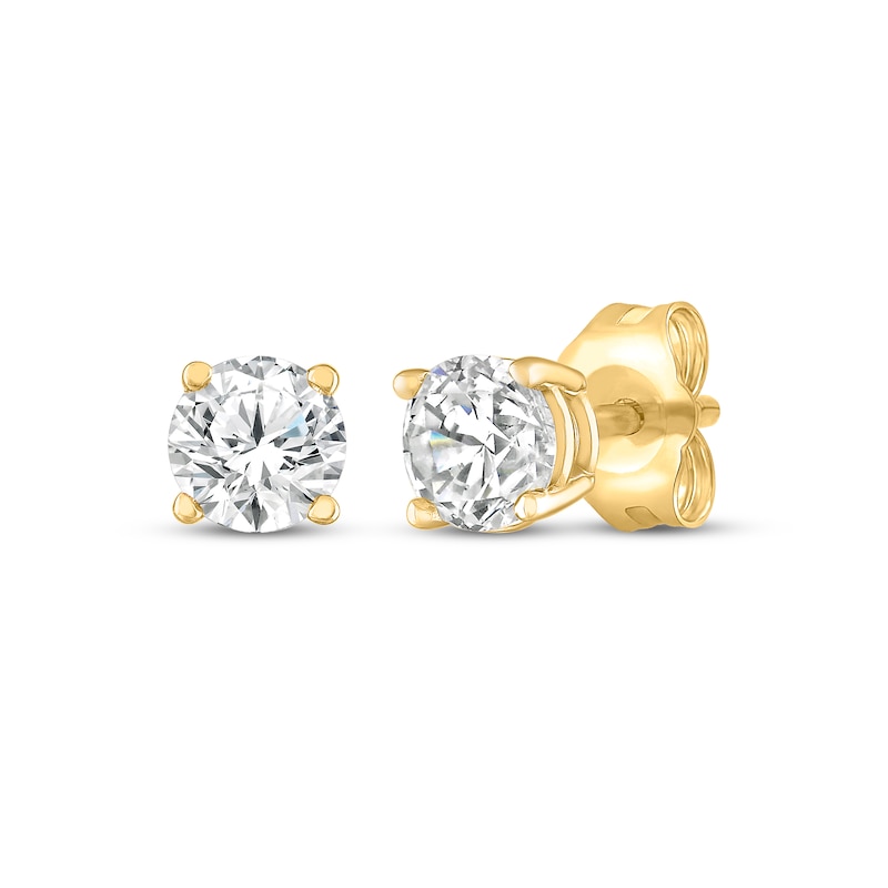 Main Image 1 of KAY Lab-Grown Diamonds Round-Cut Solitaire Stud Earrings 1/4 ct tw 10K Yellow Gold (F/SI2)