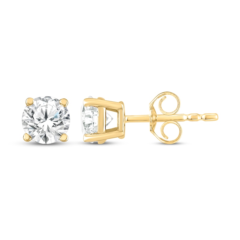 Main Image 3 of KAY Lab-Grown Diamonds Round-Cut Solitaire Stud Earrings 1/4 ct tw 10K Yellow Gold (F/SI2)