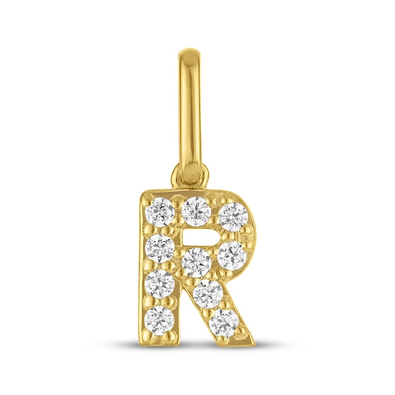 STUDIO BY KAY Lab-Grown Diamond Initial R Charm 1/10 ct tw 24K Yellow Gold Vermeil Sterling Silver