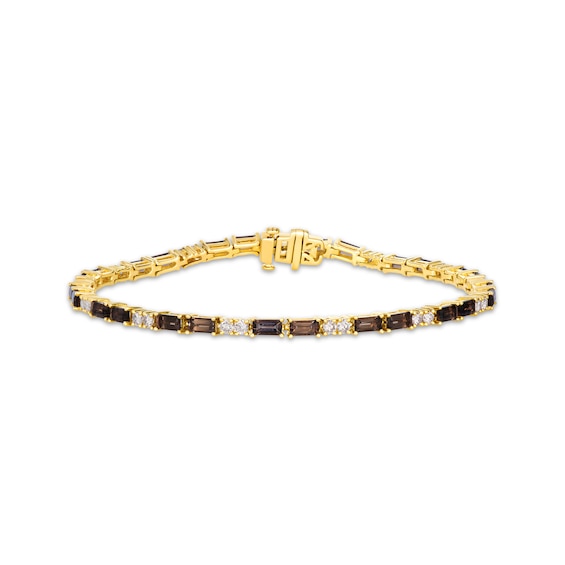 Le Vian Baguette-Cut Chocolate Quartz Line Bracelet 7/8 ct tw Diamonds 14K Honey Gold 7"