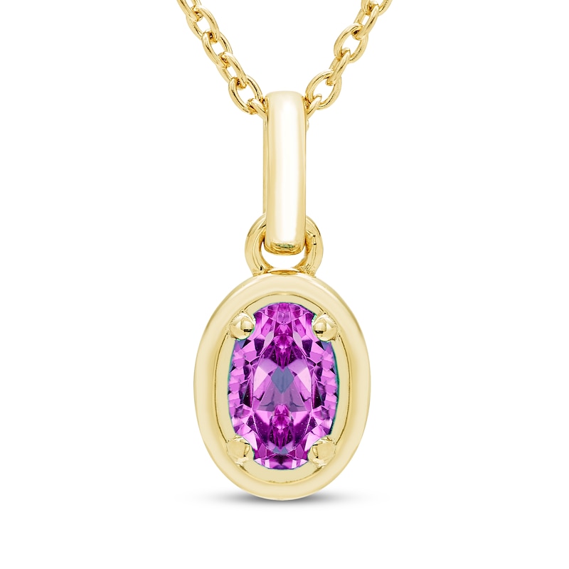 Main Image 1 of STUDIO BY KAY Oval-Cut Amethyst Solitaire Necklace 24K Yellow Gold Vermeil Sterling Silver 18"