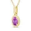 Thumbnail Image 2 of STUDIO BY KAY Oval-Cut Amethyst Solitaire Necklace 24K Yellow Gold Vermeil Sterling Silver 18"