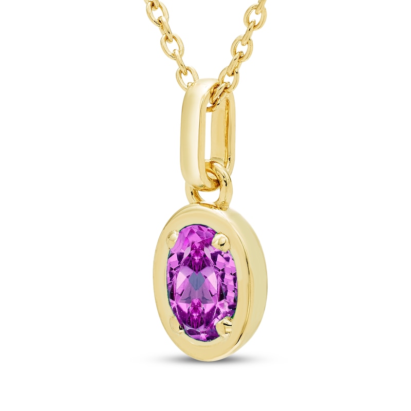 Main Image 2 of STUDIO BY KAY Oval-Cut Amethyst Solitaire Necklace 24K Yellow Gold Vermeil Sterling Silver 18"