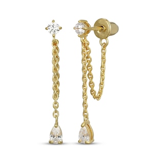 Rocksbox The Wren Round & Pear-Shaped Lab-Grown Diamond Chain Drop Earrings 1/2 ct tw 24K Yellow Gold Vermeil Sterling Silver
