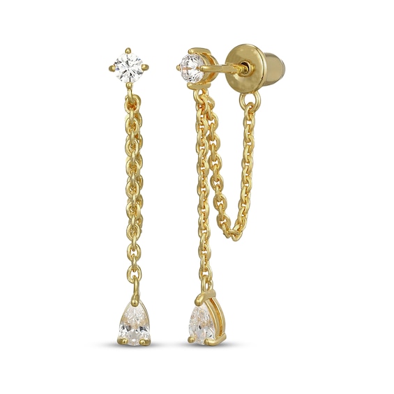 Rocksbox The Wren Round & Pear-Shaped Lab-Grown Diamond Chain Drop Earrings 1/2 ct tw 24K Yellow Gold Vermeil Sterling Silver