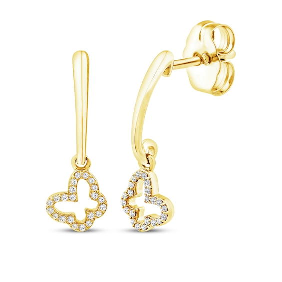KAY Lab-Grown Diamonds Butterfly Drop Earrings 1/10 ct tw 10K Yellow Gold