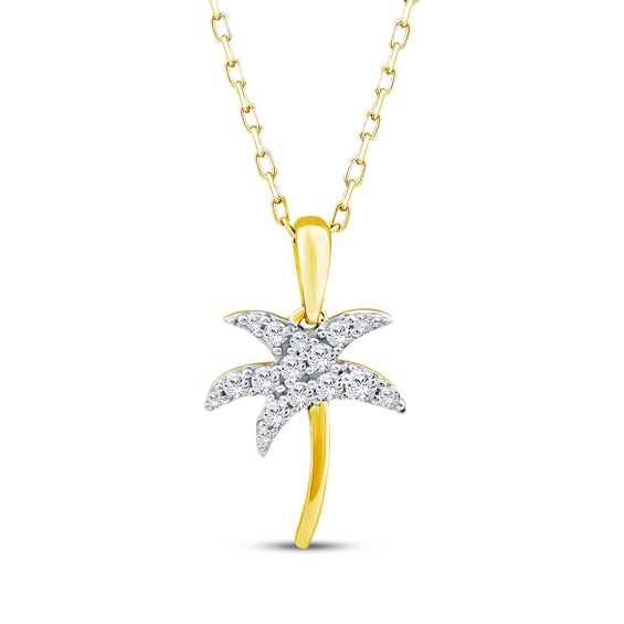 KAY Lab-Grown Diamonds Palm Tree Necklace 1/6 ct tw 18K Yellow Gold-Plated Sterling Silver 18"