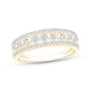 Now + Forever Diamond Three-Row Anniversary Ring 1/2 ct tw 10K Yellow Gold