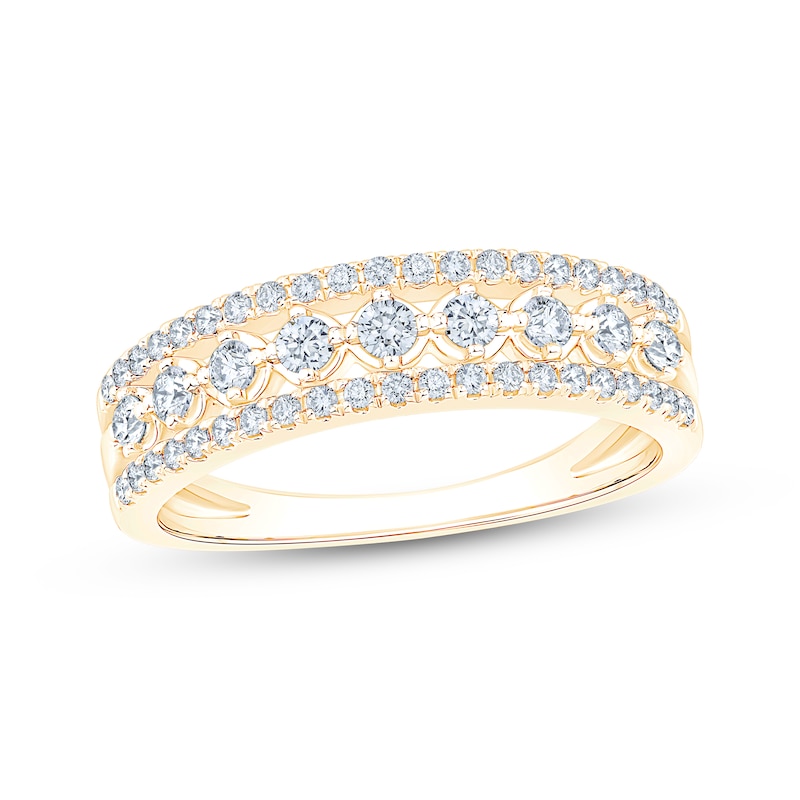 Main Image 1 of Now + Forever Diamond Three-Row Anniversary Ring 1/2 ct tw 10K Yellow Gold