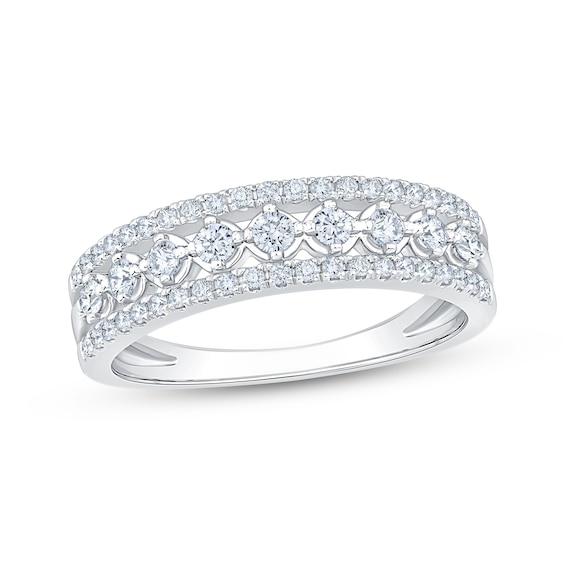 Now + Forever Diamond Three-Row Anniversary Ring 1/2 ct tw 10K White Gold