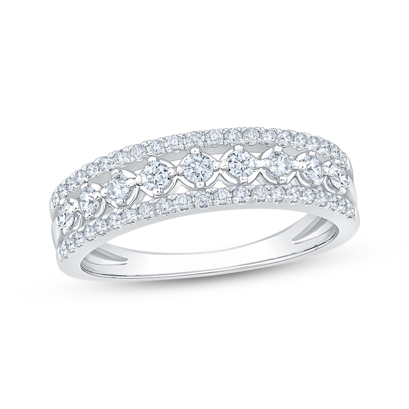 Main Image 1 of Now + Forever Diamond Three-Row Anniversary Ring 1/2 ct tw 10K White Gold