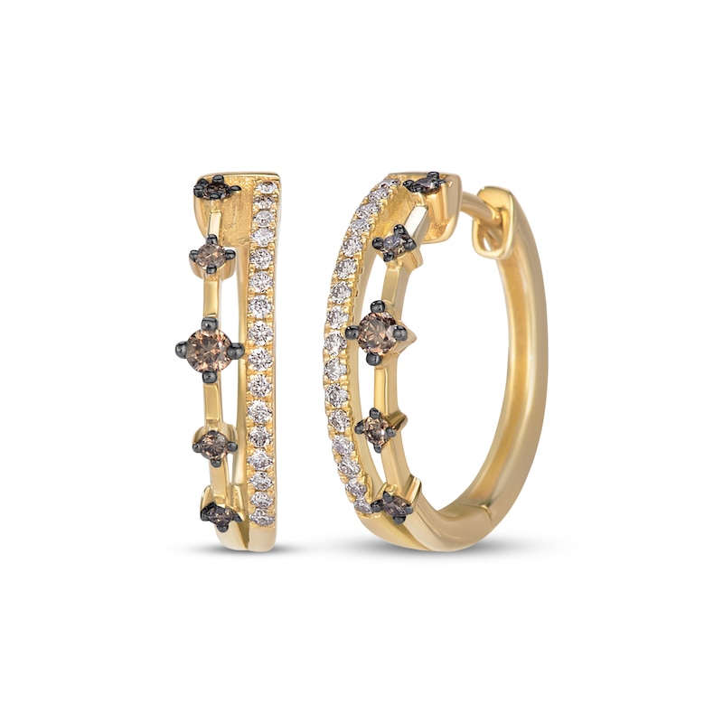 Main Image 1 of Le Vian Diamond Hoop Earrings 1/4 ct tw 14K Honey Gold