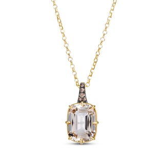 Le Vian Antique Cushion-Cut Natural Nude Quartz Necklace Diamond Accent 14K Honey Gold 19"