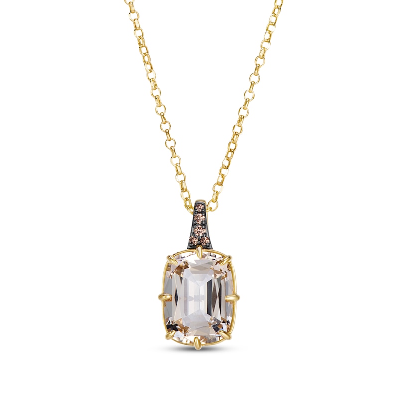 Main Image 1 of Le Vian Antique Cushion-Cut Natural Nude Quartz Necklace Diamond Accent 14K Honey Gold 19"