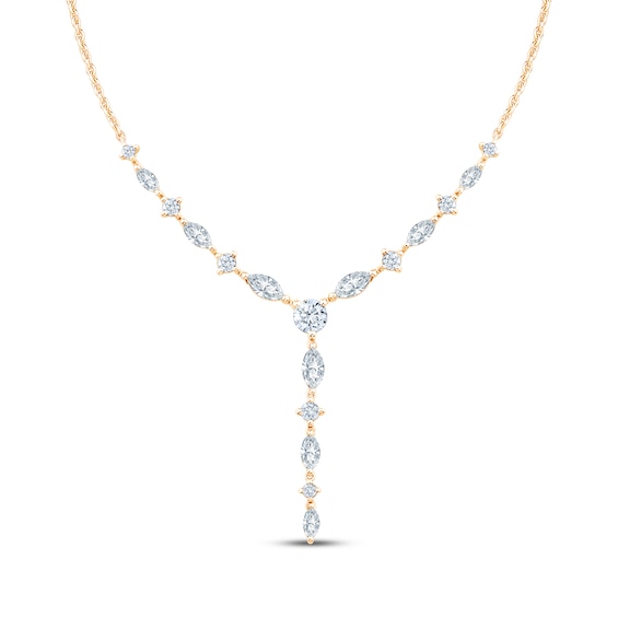 Neil Lane Artistry Marquise & Round-Cut Certified Lab-Grown Diamond Y Necklace 1-1/2 ct tw 14K Yellow Gold 18"
