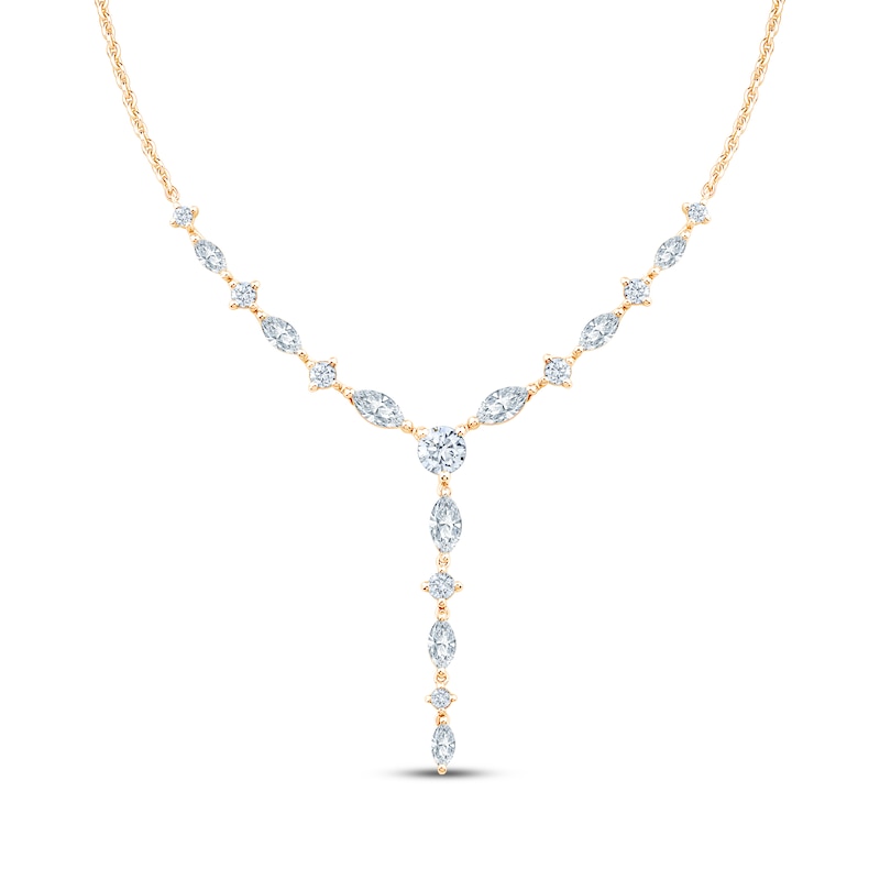 Main Image 1 of Neil Lane Artistry Marquise & Round-Cut Certified Lab-Grown Diamond Y Necklace 1-1/2 ct tw 14K Yellow Gold 18"