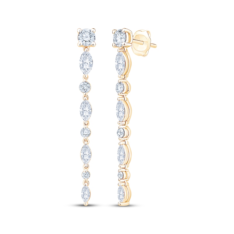 Main Image 1 of Neil Lane Artistry Marquise & Round-Cut Certified Lab-Grown Diamond Drop Earrings 1-1/2 ct tw 14K Yellow Gold