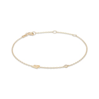 Rocksbox The Sideways Initial Lab-Grown Diamond "M" Bracelet 24K Yellow Gold Vermeil Sterling Silver 8"