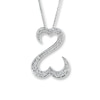 Thumbnail Image 2 of Open Hearts Necklace 1/2 ct tw Diamonds 14K White Gold