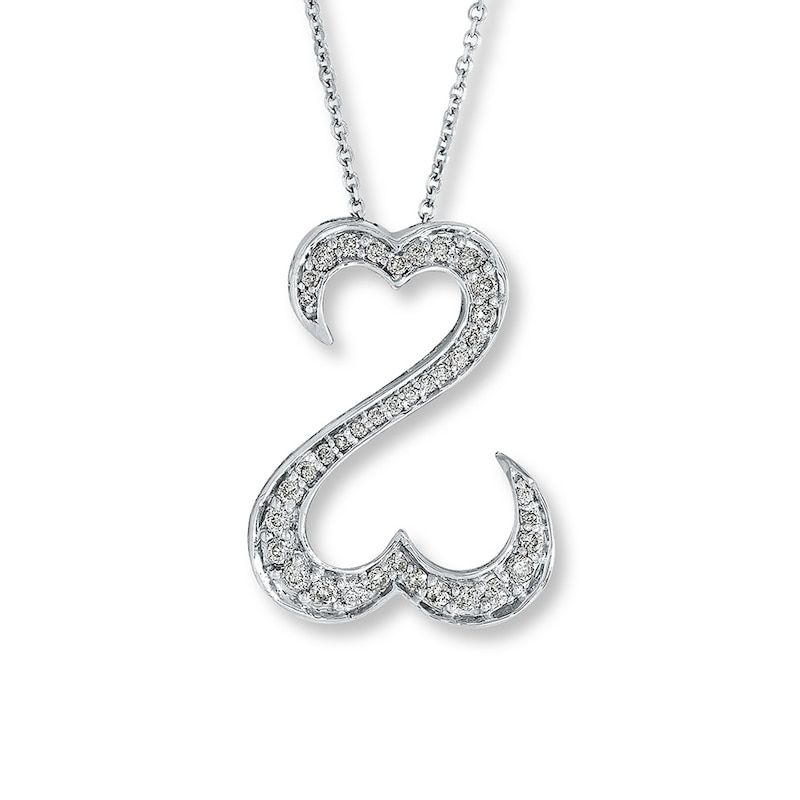 Main Image 2 of Open Hearts Necklace 1/2 ct tw Diamonds 14K White Gold