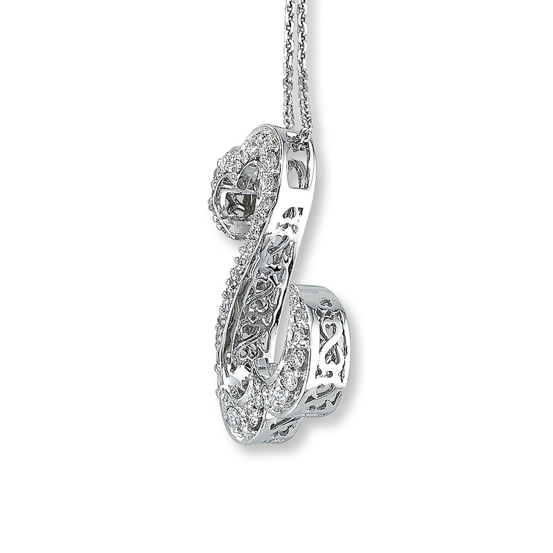 Main Image 3 of Open Hearts Necklace 1/2 ct tw Diamonds 14K White Gold