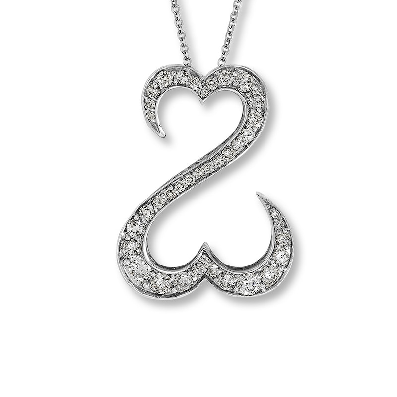 Main Image 2 of Open Hearts Necklace 1 ct tw Diamonds 14K White Gold
