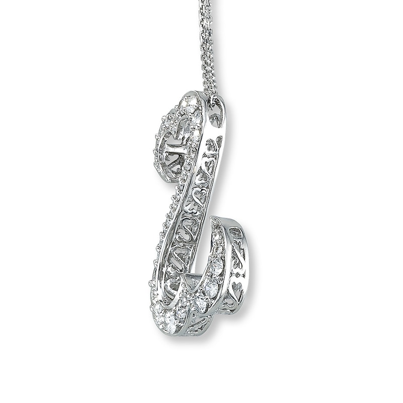 Main Image 3 of Open Hearts Necklace 1 ct tw Diamonds 14K White Gold
