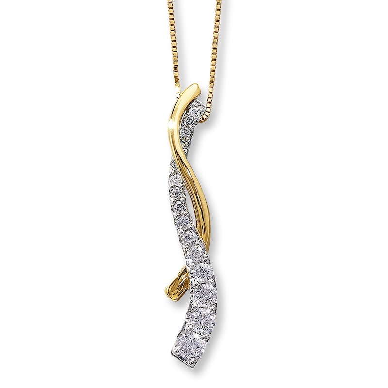 Main Image 1 of Journey Diamond Necklace 1/2 ct tw Round-cut 14K Two-Tone Gold