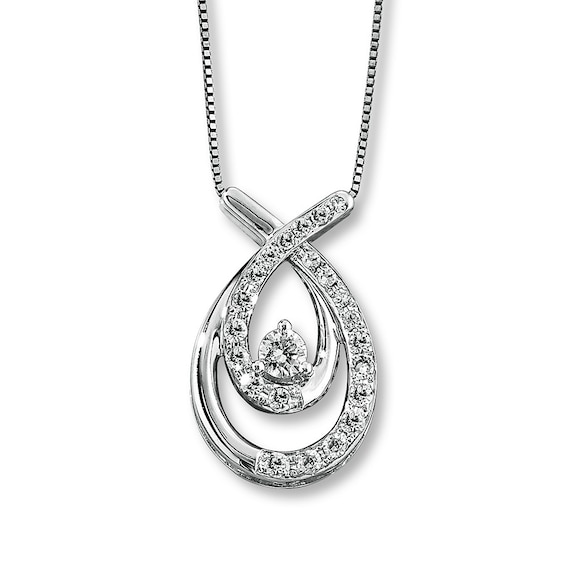 Diamond Necklace 1/3 ct tw Round-cut 10K White Gold