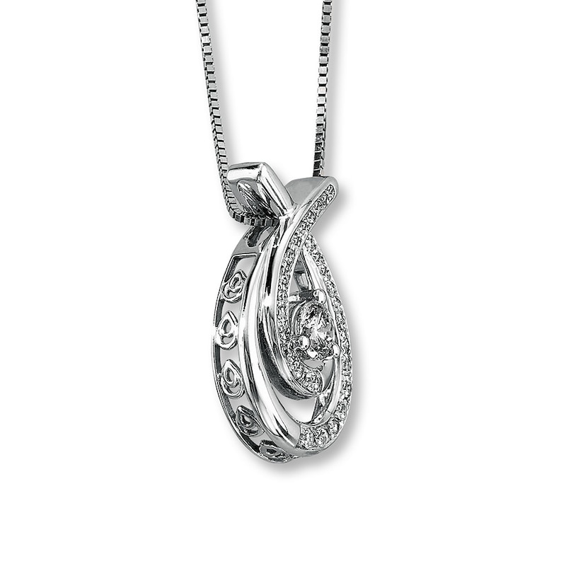 Main Image 2 of Diamond Necklace 1/2 ct tw Round-cut 14K White Gold