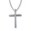 Thumbnail Image 1 of Diamond Cross Necklace 1/8 ct tw Round-cut 10K White Gold