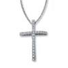 Thumbnail Image 0 of Diamond Cross Necklace 1/8 ct tw Round-cut 10K White Gold