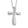Thumbnail Image 0 of Diamond Cross Necklace 1/6 ct tw Round-Cut 10K White Gold