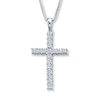 Thumbnail Image 1 of Diamond Cross Necklace 1/15 ct tw Round-cut Sterling Silver