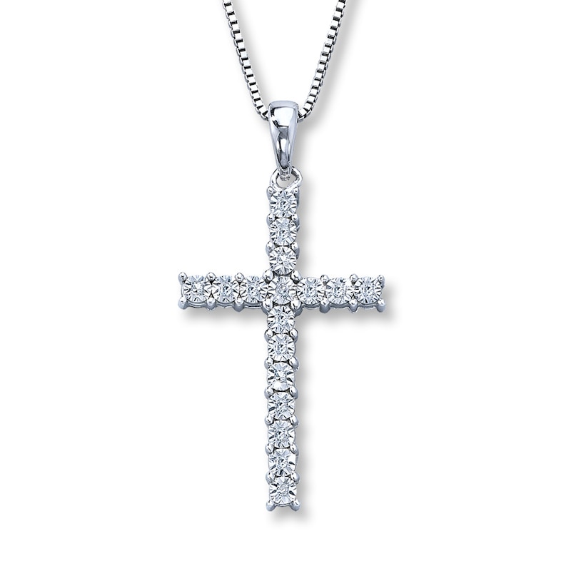 Sterling Silver Diamond-cut Cross Pendant 