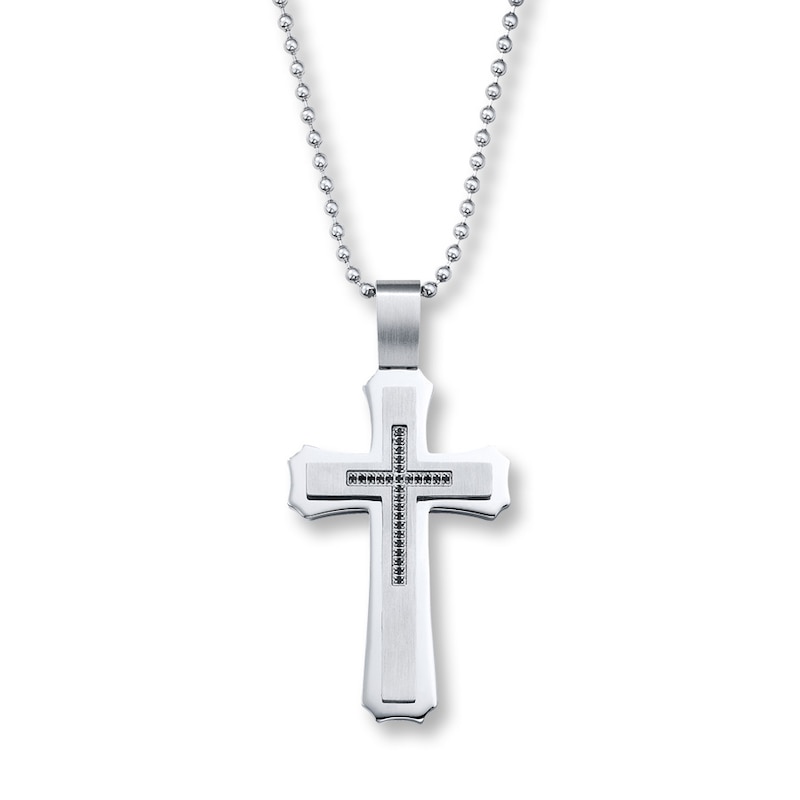 Birthday Gift-Free Chain Black Diamond Cross Pendant In Black Gold,Anniversary Gift,Gift for Wife