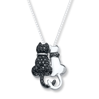 Cat Necklace 1/3 ct tw Black Diamonds Sterling Silver | Kay
