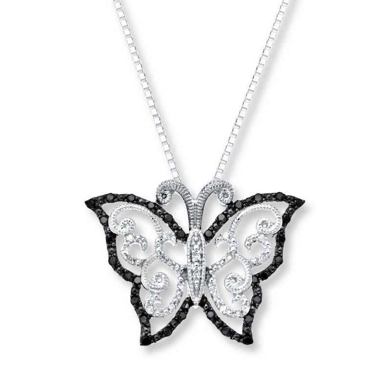 Butterfly Necklace 1/4 ct tw Diamonds Sterling Silver